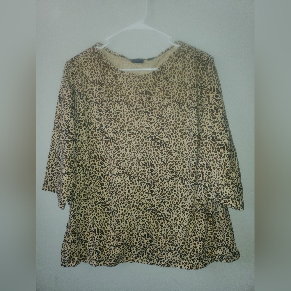 Westbound Tan and Black Animal Print Blouse